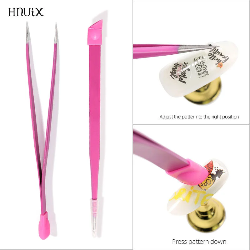 1pc Nail Art Acrylic Gel Pick Tool Pink Eyelash Pliers Anti-static DIY Hand Tweezer Tweezer For nail art Sticker tweezers