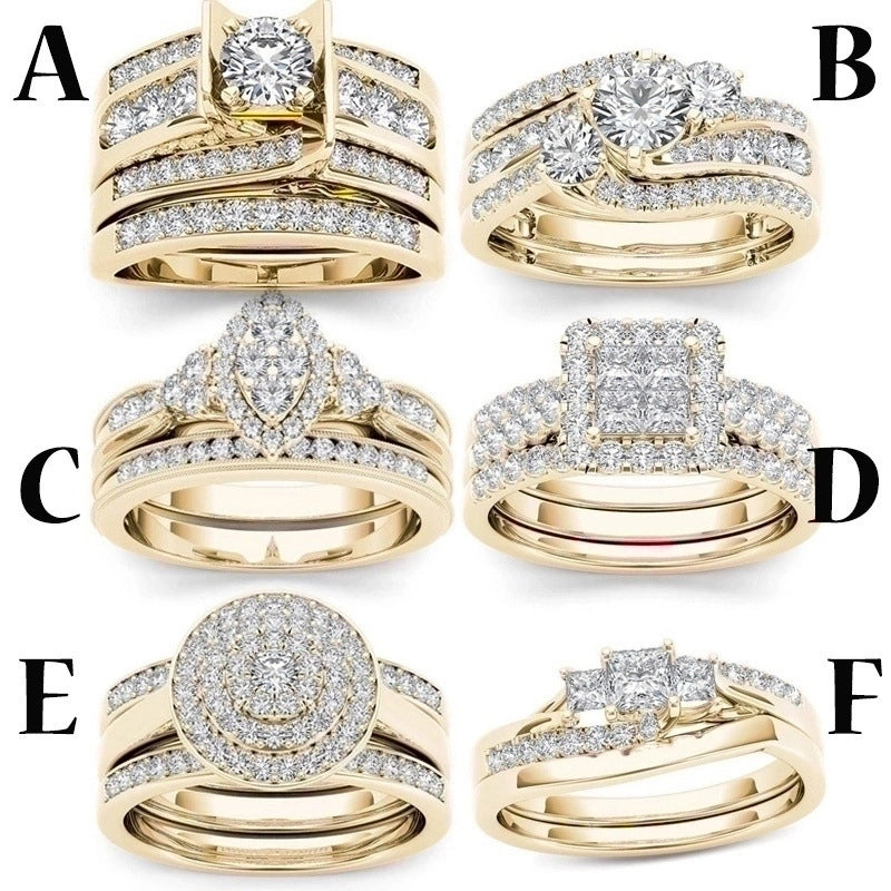 Fashion Flower Alloy Plating Artificial Gemstones Women’S Ring Sets