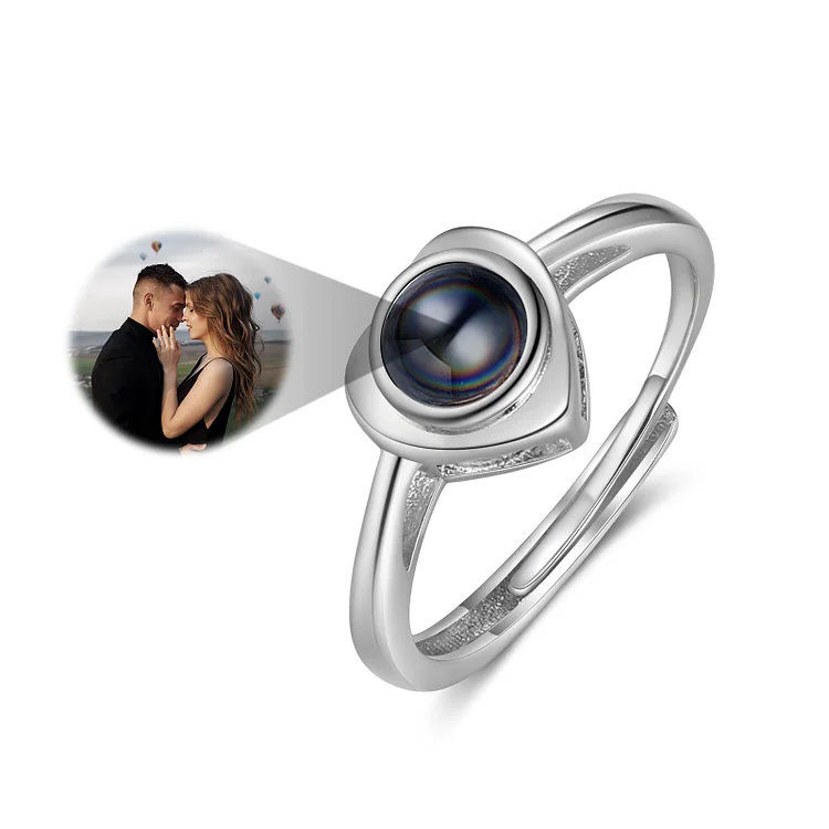 Personalized Photo Projection Ring Engraved Couple Ring Gifts For Him/Her