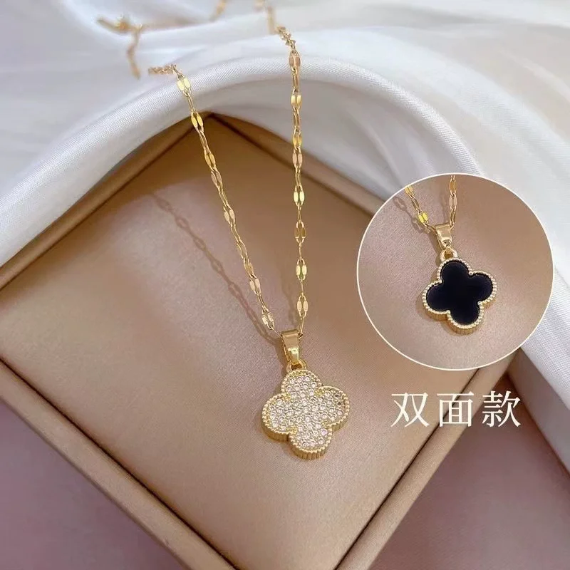 Lip Necklace O Necklace Cubic Zirconia Reversible Clover Necklace