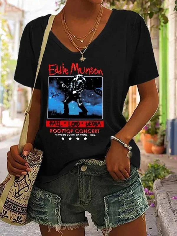 Women's Rocker Print V-Neck T-Shirt