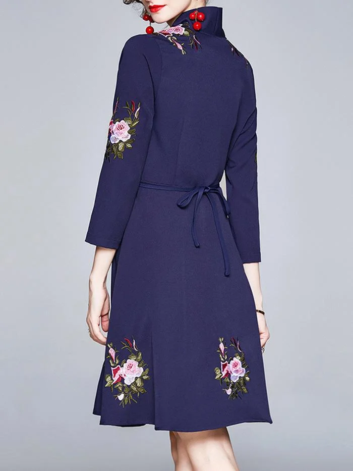 Heavy Industry Embroidered Turtleneck Dress