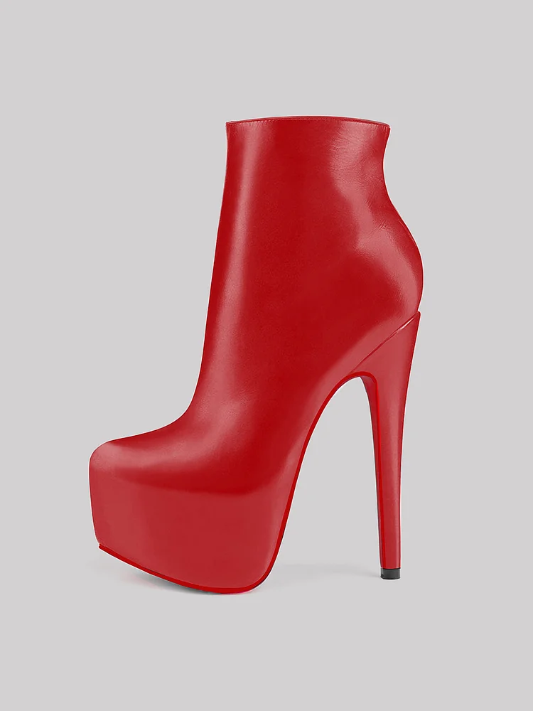 5.9" Women's Sky High Heels Platform Red Bottom Shoes Winter Ankle Boots Matte