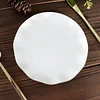 10 Pack | 6" White Hard Plastic Dessert Plates with Gold Ruffled Rim, Heavy Duty Disposable Salad Appetizer Dinnerware