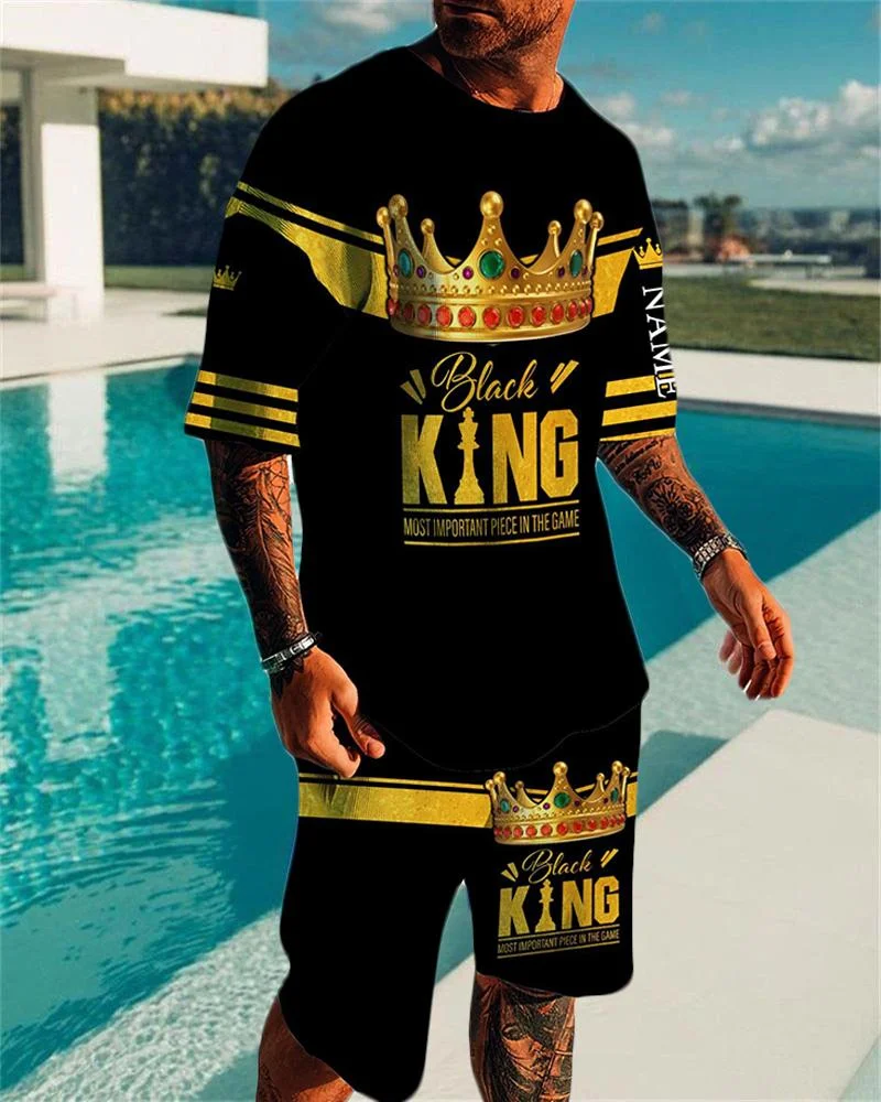 Men's Casual Print  Short Sleeve Suits-061418