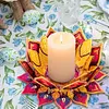 Peinture en diamant en 5D bricol&eacute;e DIY, d&eacute;coration acrylique de bureau, bougeoirs fleurs, lumi&egrave;re de plaques, d&eacute;coration de bureau artisanale pour adultes d&eacute;butants (Lotus-A rouge et jaune)