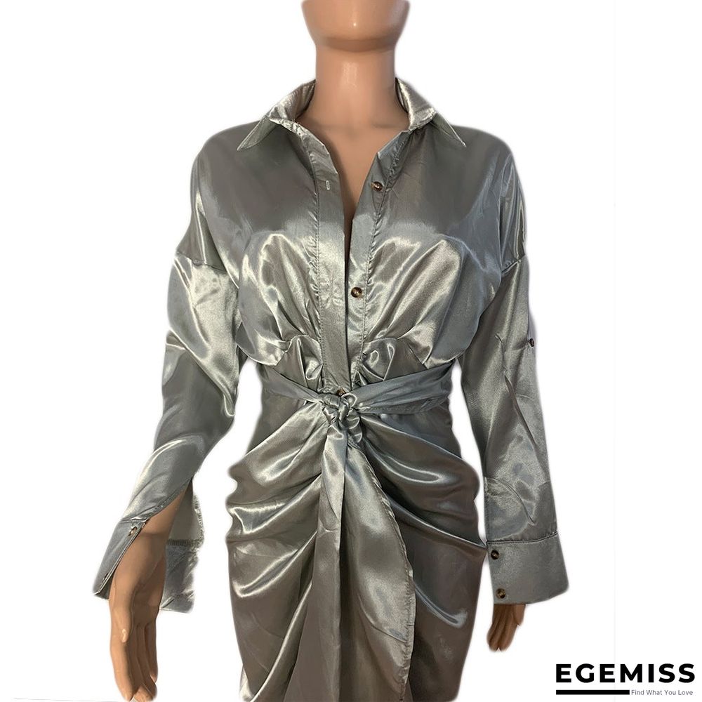 Hollow Solid Color Pleated Fashion Ladies Dress | EGEMISS