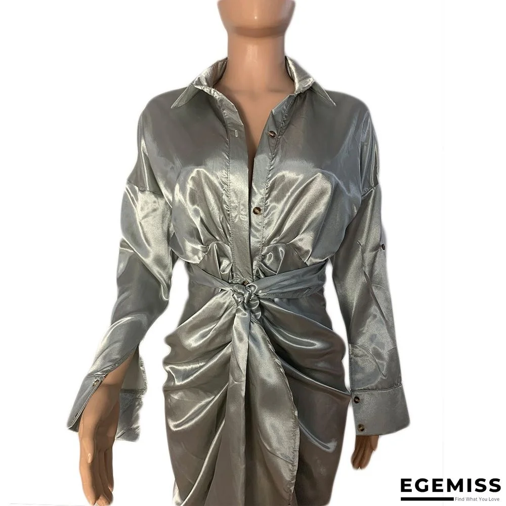 Hollow Solid Color Pleated Fashion Ladies Dress | EGEMISS