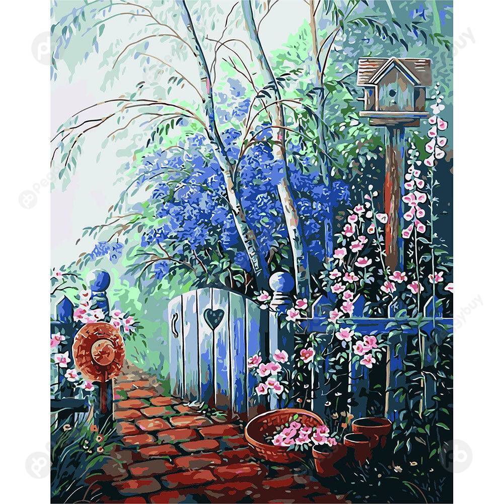 

40*50CM Paint By Numbers-Blue Garden, 501 Original