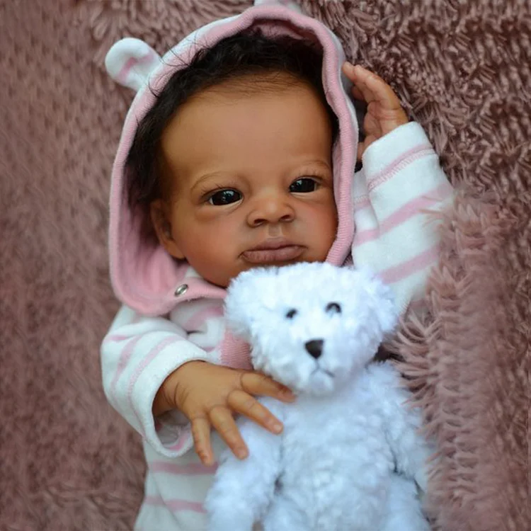  [New Series!]18'' Eyes Opend Girl Handmade African American Reborn Baby Doll Named Washion - Reborndollsshop®-Reborndollsshop®
