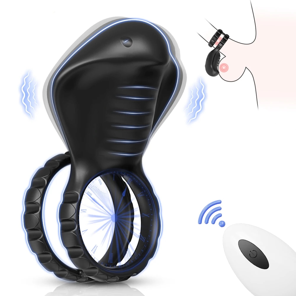 Remote Control Vibrating Cock Ring & Testicle Clit Stimulator Sex Toys For Men - Rose Toy
