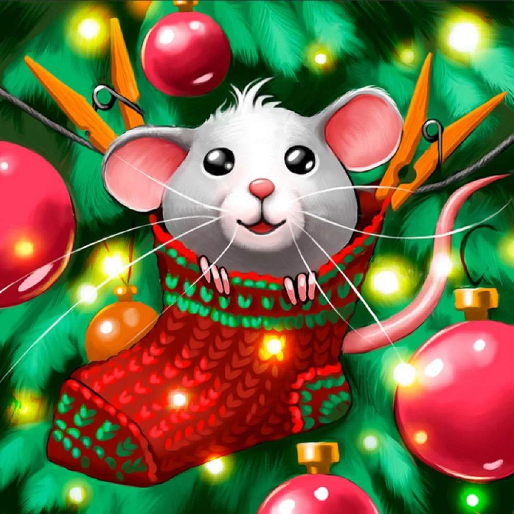 Full Round Diamond Painting - Cute Mouse(30*30cm)