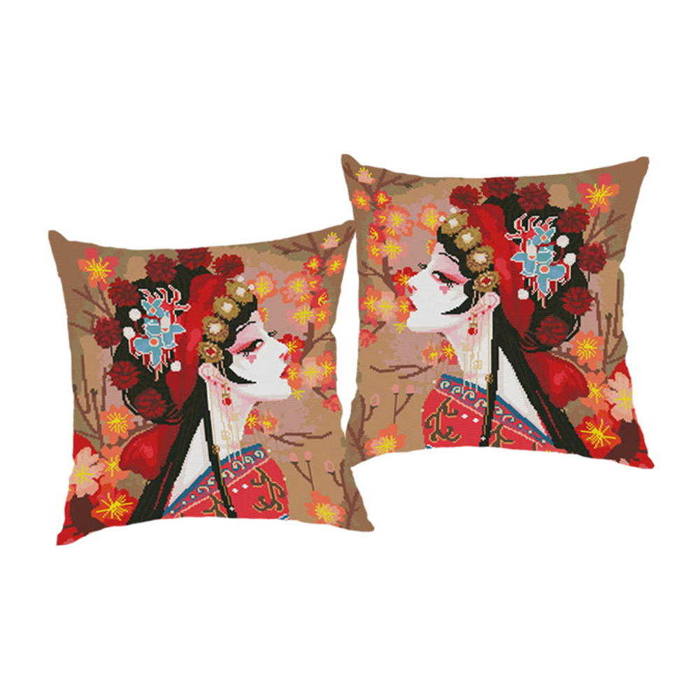 

2pcs Beijing Opera - 11CT Stamped Cross Stitch - Pillowcase, 501 Original