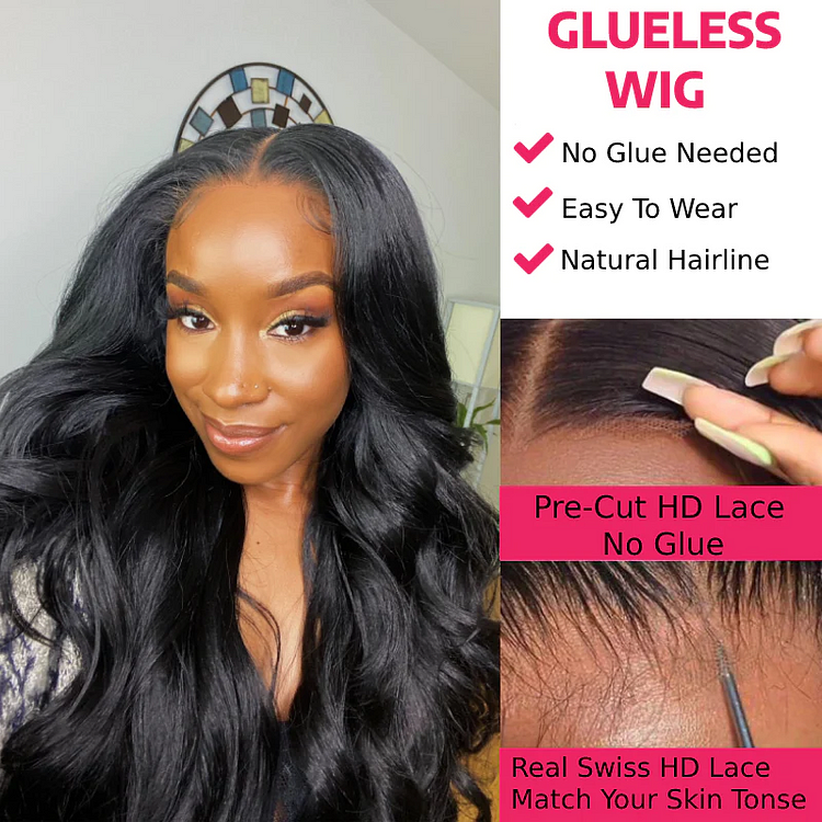 Body Wave Wear & Go Glueless Wigs With Natural Hairline Dome Cap Lace Closure Wigs