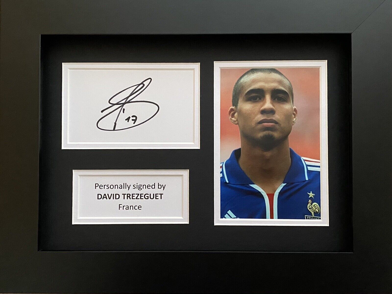 David Trezeguet Hand Signed White Card In A4 France Frame Display