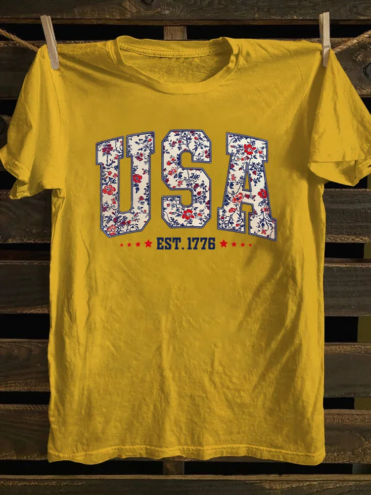 Floral USA T-shirt