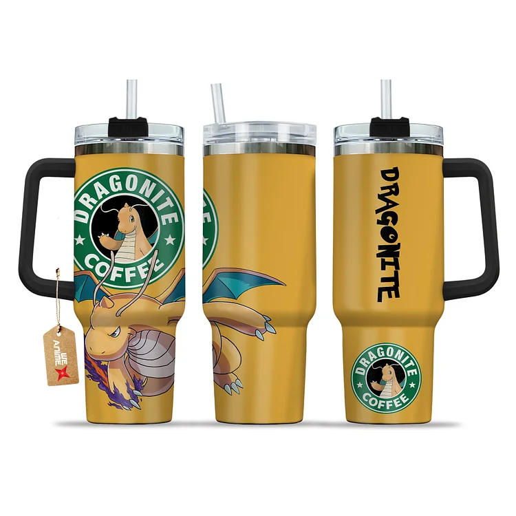 Pokemon Dragonite Coffee 40oz Tumbler Cup With Handle Anime Accessories