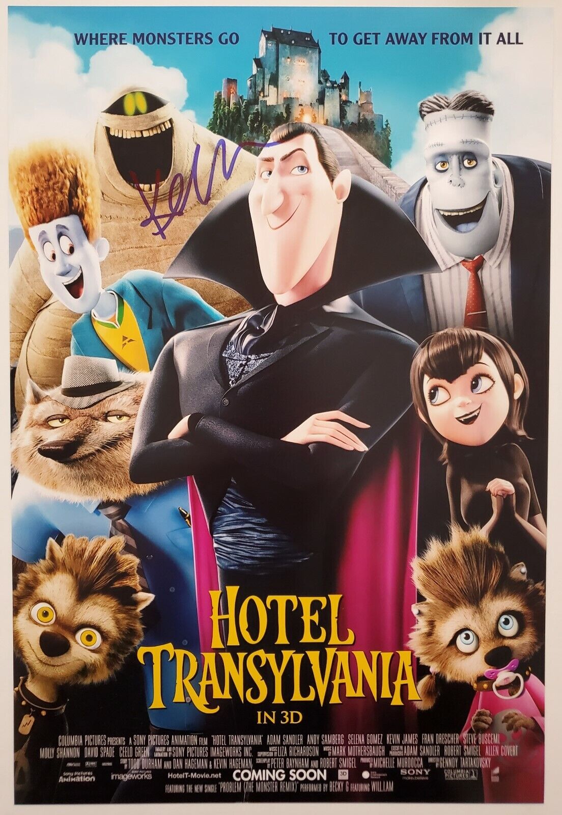 Kevin James Signed Hotel Transylvania 12x18 Movie Poster Zookeeper Mall Cop RAD