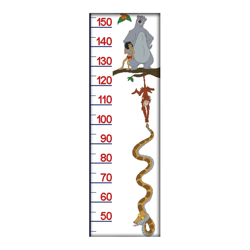 

Bear Snake and Monkey - 14CT Stamped Cross Stitch - 99*36CM, 501 Original