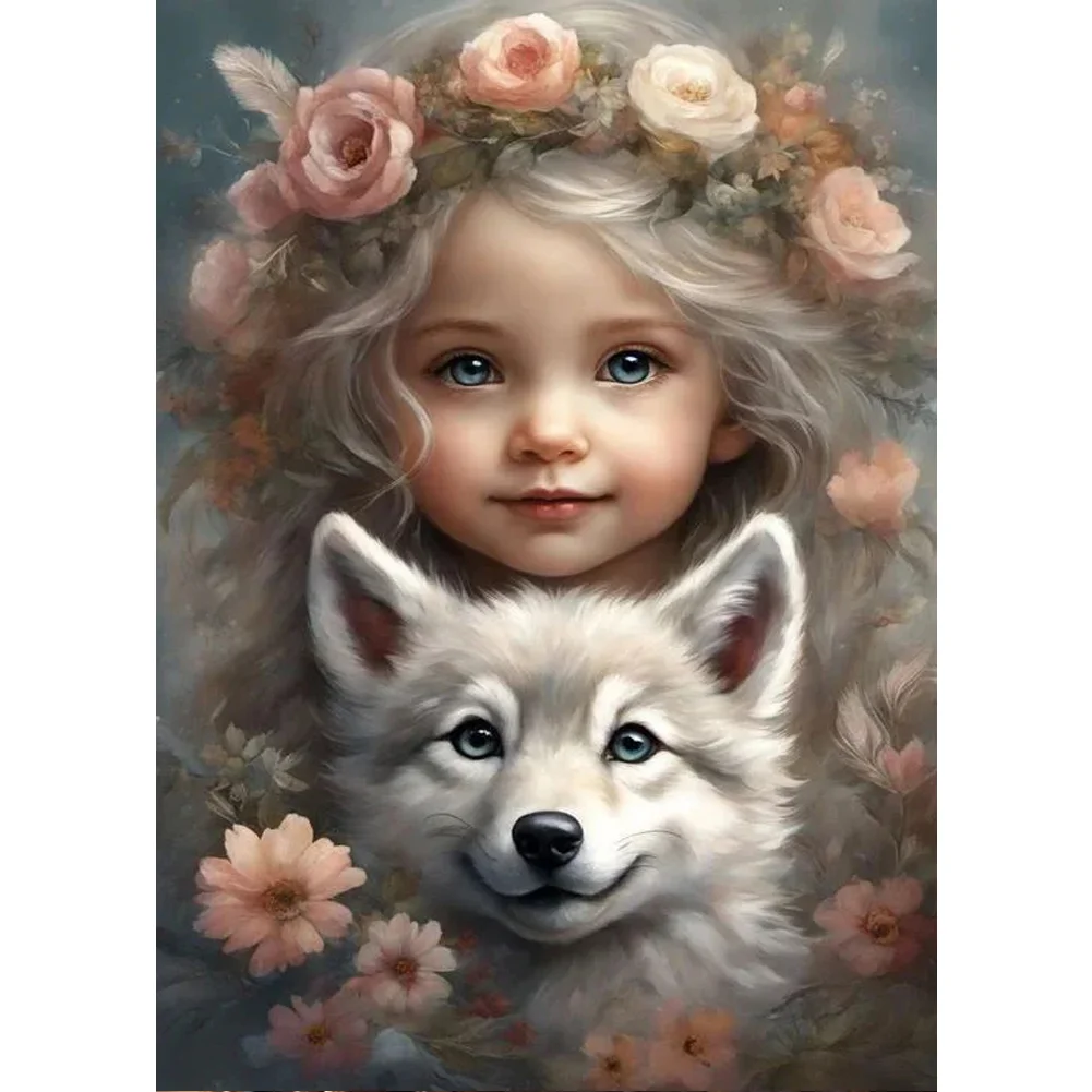 Cute Pet Girl 30*40CM (Canvas) Full Square Drill Diamond Painting