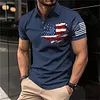 Men's T-Shirt Polo Vintage American Flag Independence Day Short Sleeve Outdoor Summer Daily Top Navy Blue Black Khaki by Inlyline