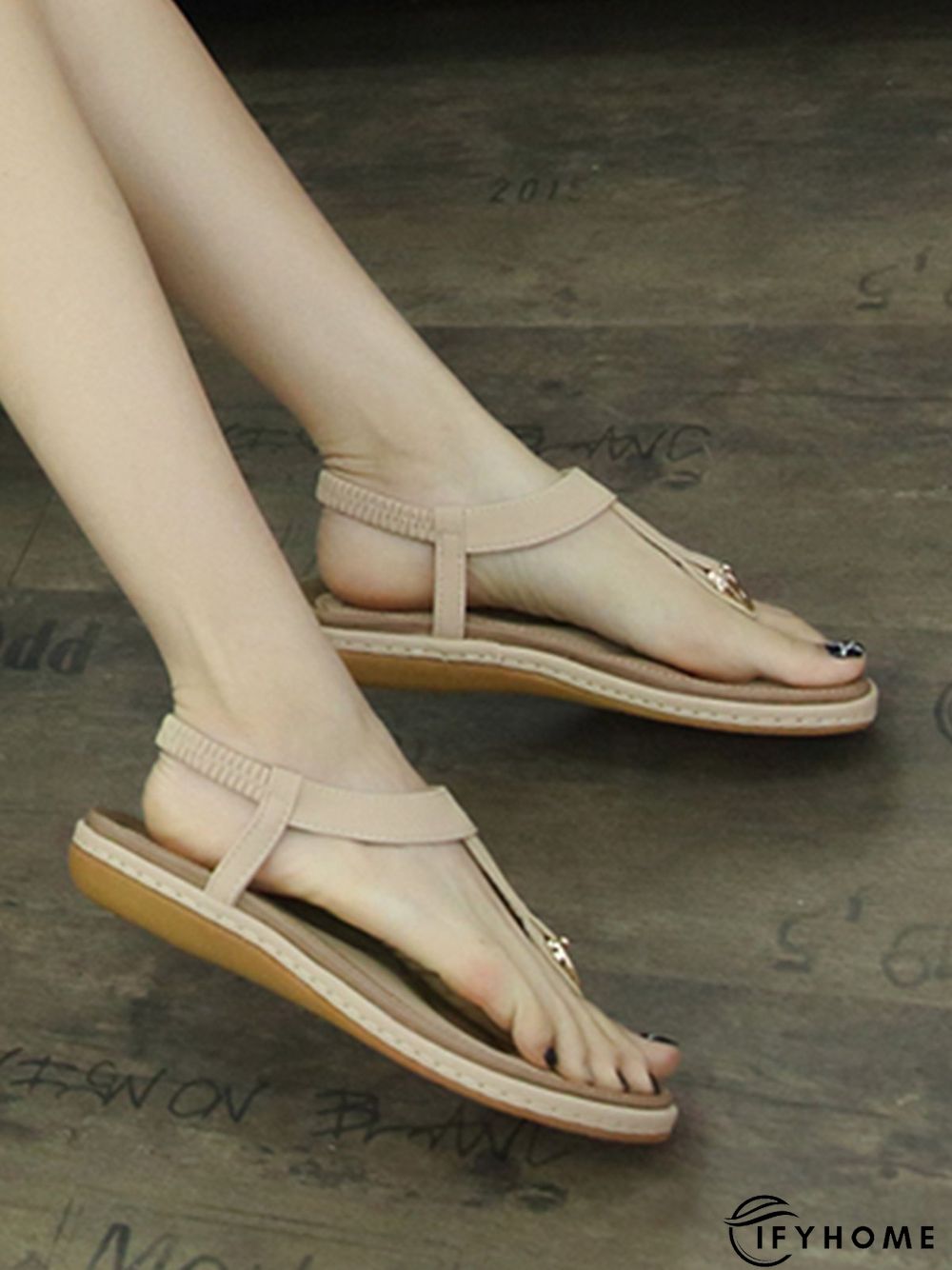 Women's Beach Metal Buckle Trim Flip-On Sandals | IFYHOME