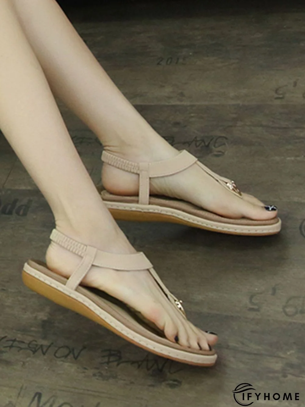 Women's Beach Metal Buckle Trim Flip-On Sandals | IFYHOME