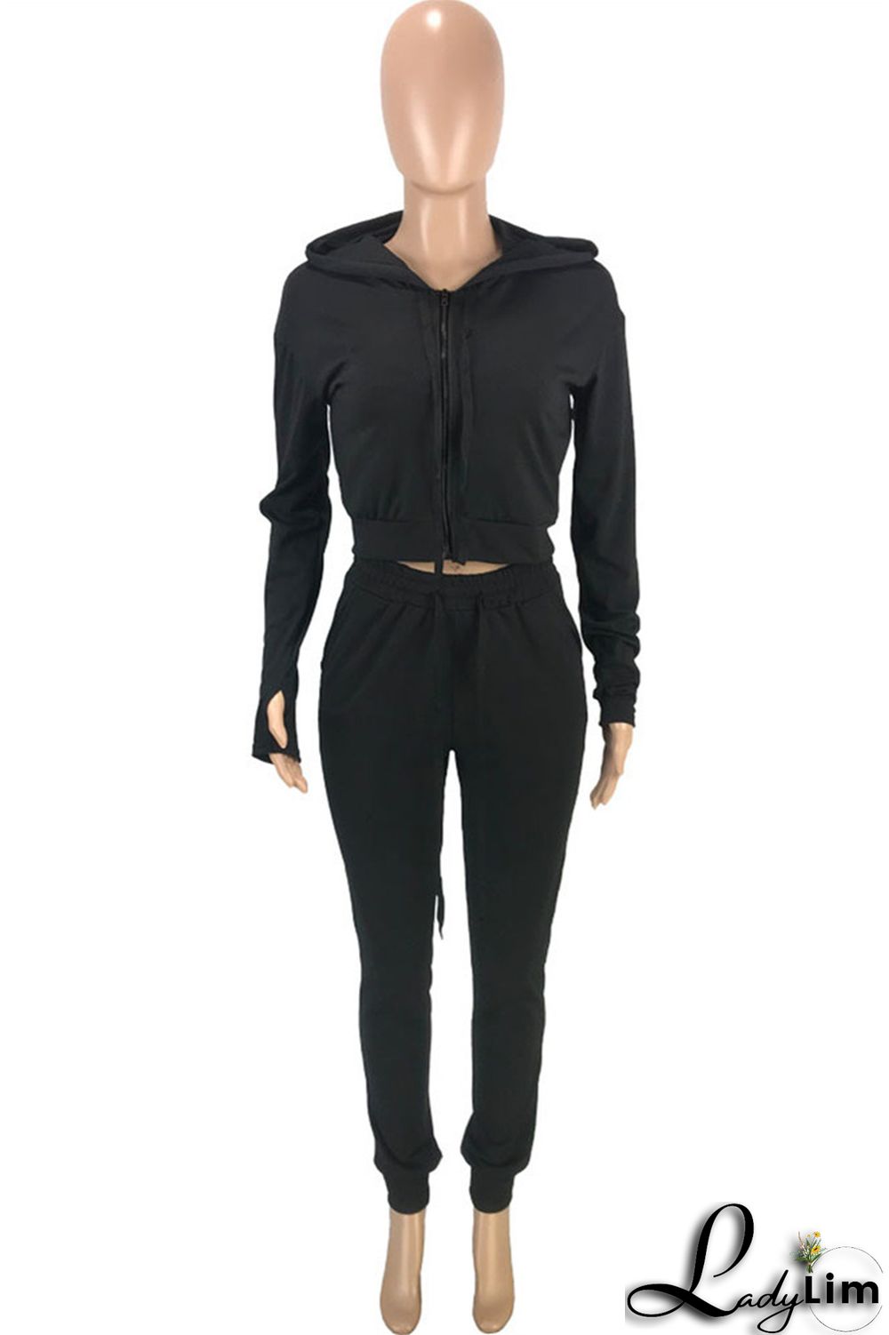 Pink Casual Sportswear Solid Cardigan Vests Pants Long Sleeve Three-piece Set