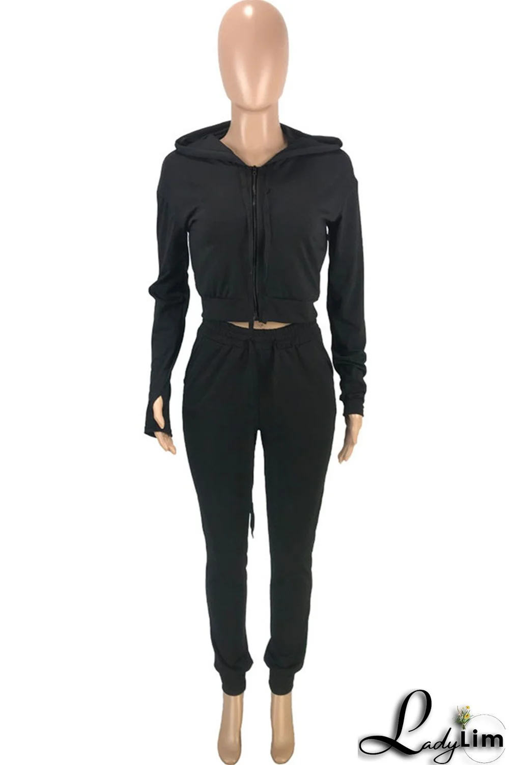 Pink Casual Sportswear Solid Cardigan Vests Pants Long Sleeve Three-piece Set