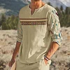 Męska swobodna koszulka z długim rękawem w stylu vintage z pejzażem