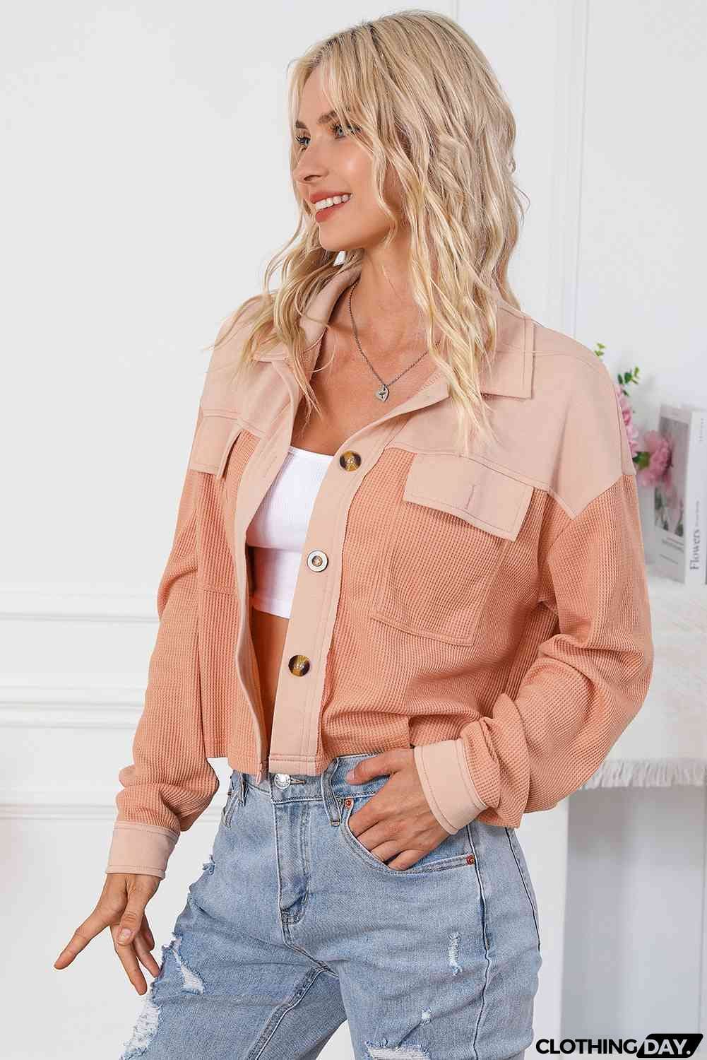 Button Down Dropped Shoulder Jacket