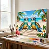 Beach Turtles-Framed oil painting by numbers 40*30CM