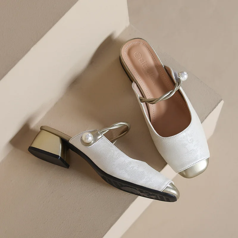 Uveng Uveng Half Slippers Female Summer Wear 2024 New Chinese Style Fairy Thick With A Word With A Cool Drag