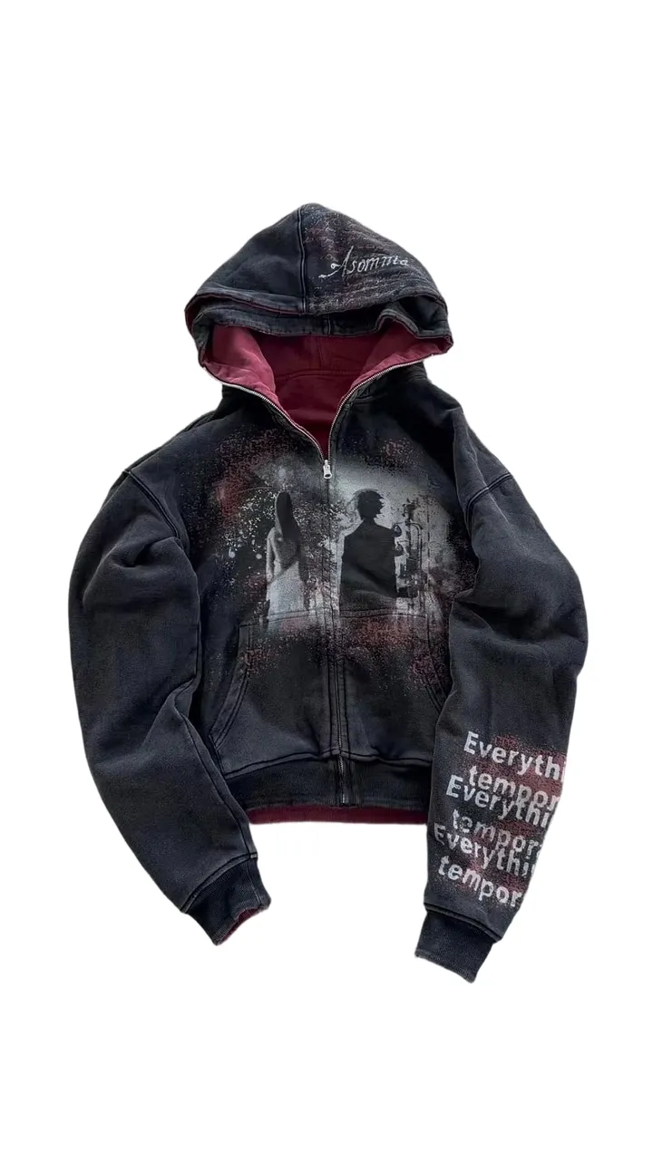 "Everything's Temporary" - Reversible zip-up