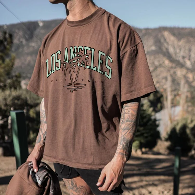 Retro Oversized LOS ANCELES Men's T-shirt 5a7f