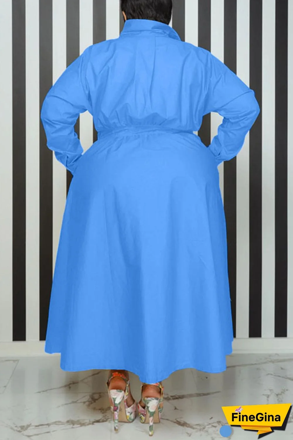 Black Casual Solid Patchwork Buckle Turndown Collar Shirt Dress Plus Size Dresses