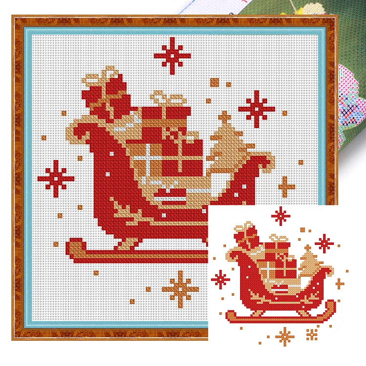【Mona Lisa Brand-Cotton】Christmas gift 24*24cm 11CT Stamped Canvas Cross Stitch gbfke