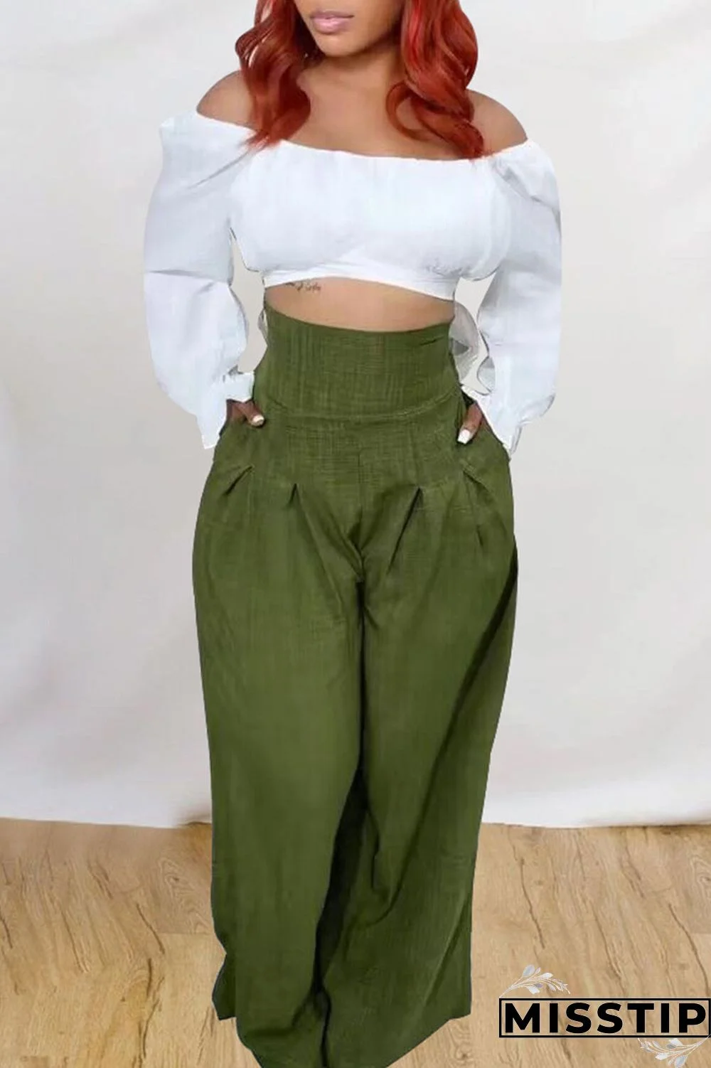 Black Casual Solid Patchwork High Waist Straight Solid Color Bottoms