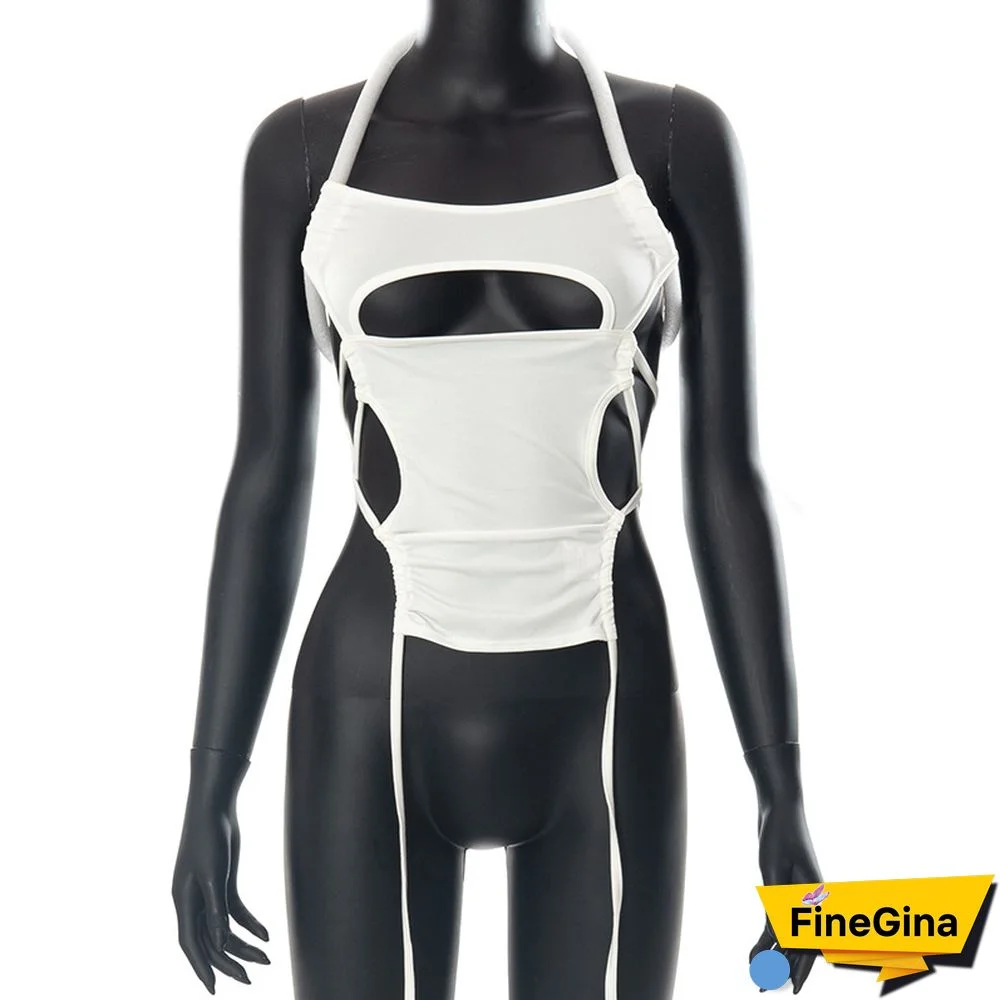 Artsu New Sexy Sleeveless Hollow Camisole Slim Short Vest Halter Tie Women Going Out Wear Street Clubs Clothes