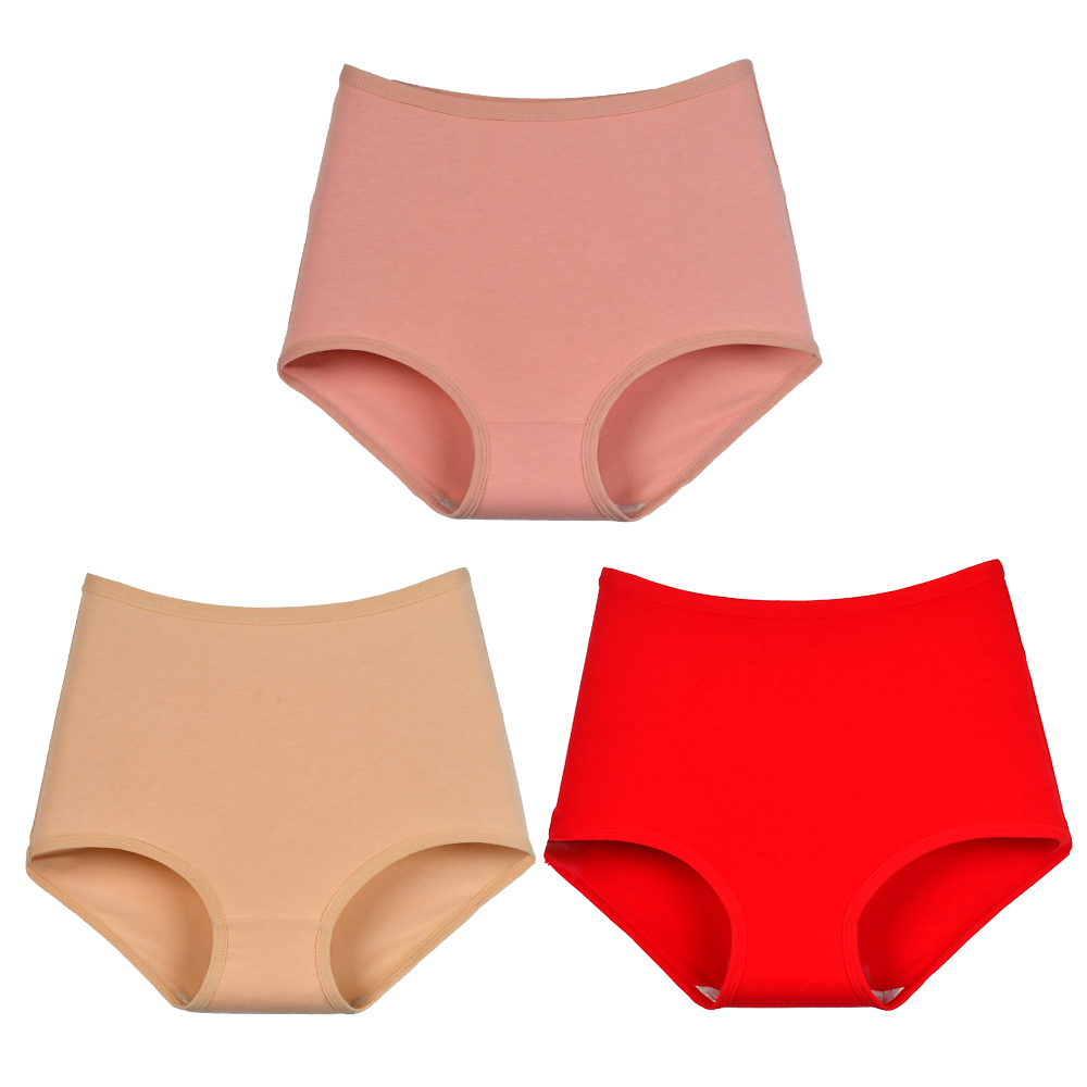 Xinkeke 3Pcs Women Cotton High Waist Panties Breathable Briefs  Plus Size Lingerie Seamless Ladies Panty Underpants Oversize Underwear