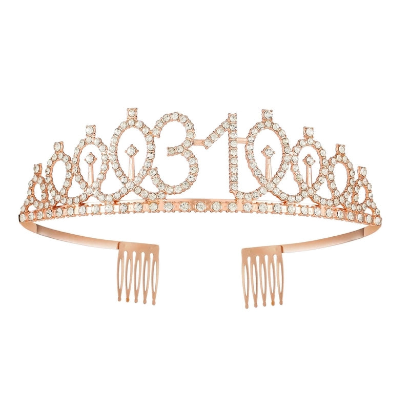 Women’s IG Style Shiny Number Crown Alloy Hollow Out Inlay Rhinestones Crown