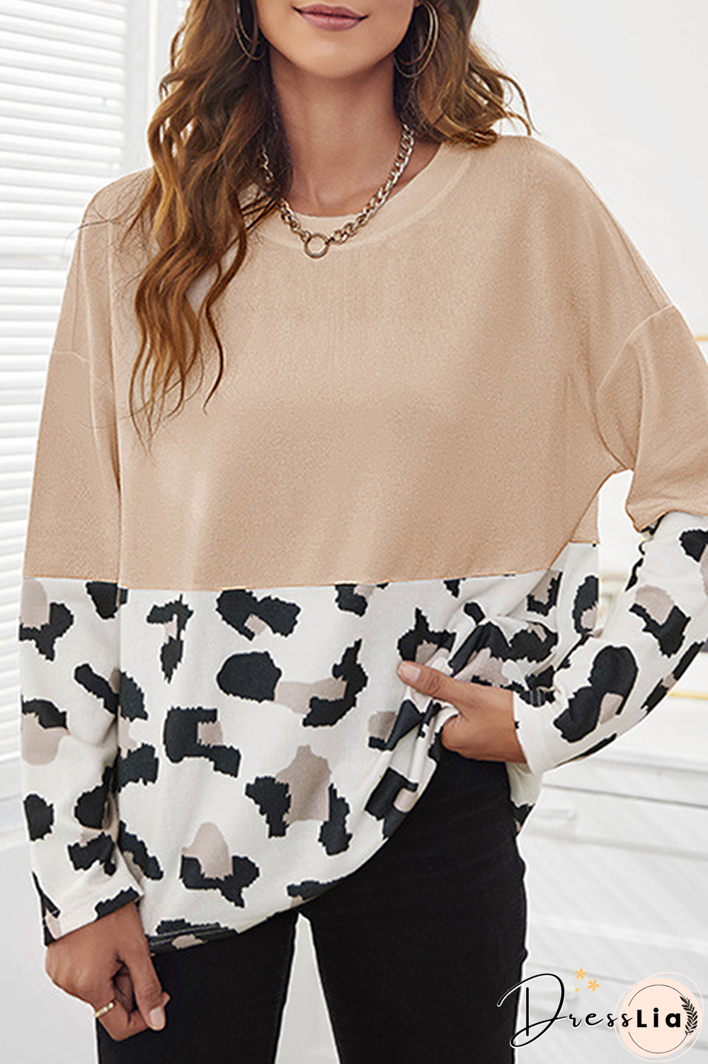 Casual Print Split Joint O Neck Tops