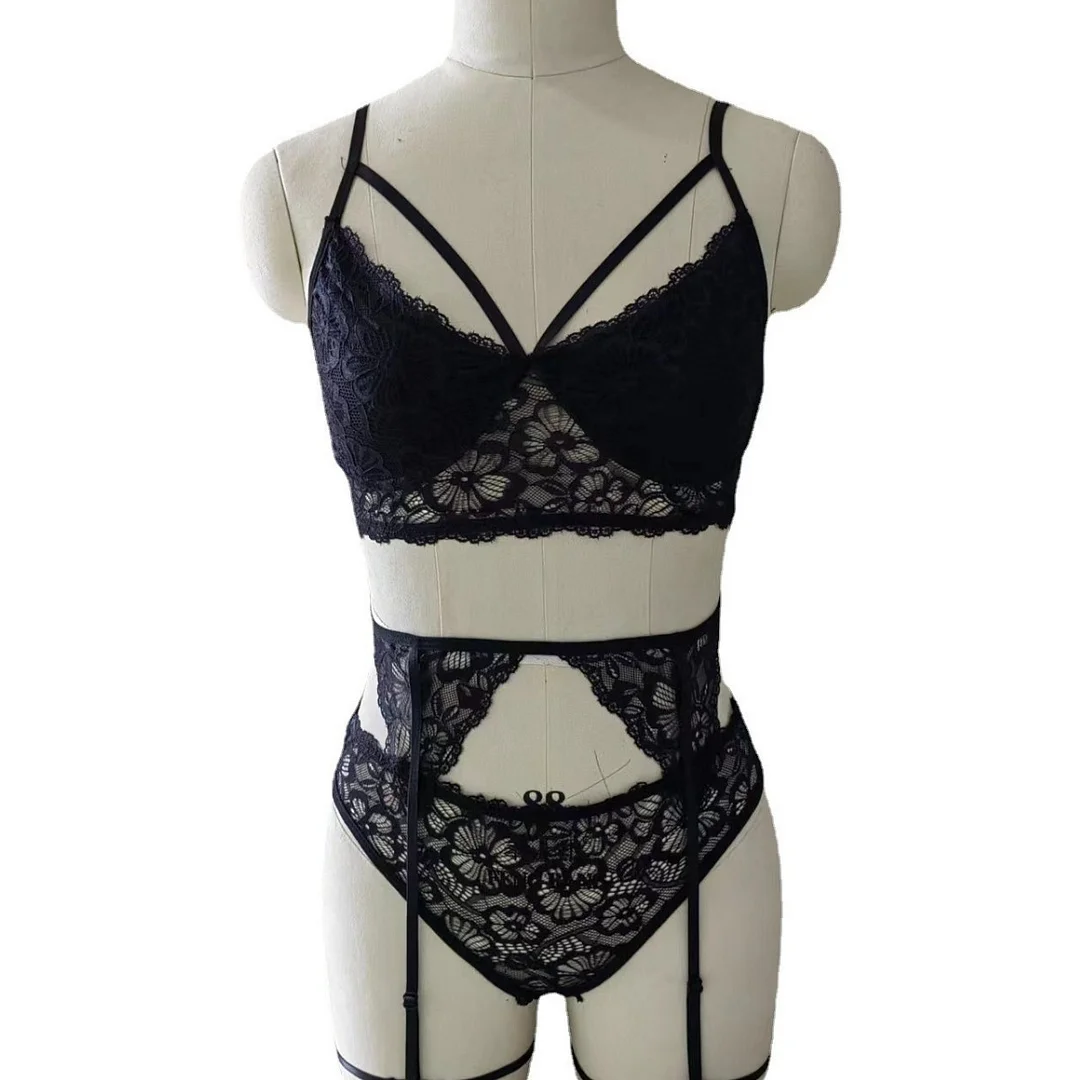 Churchf New Explosion Sexy Christmas Night Shop Collar Collar Bundlings With Leg Ring Lingerie Three-Piece Set