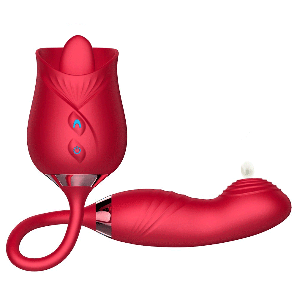 Rose Toy with Attachment Flapping G Spot Dildo - Rose Toy