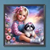 Diamond Painting-DIY Full Round Drill Girl and Dog