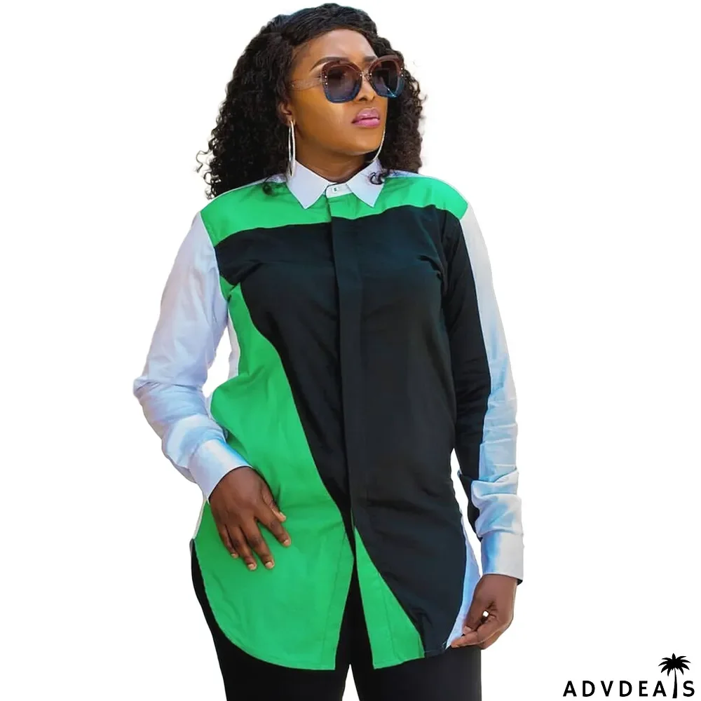 Fashion Trendy Digital Positioning Printing Long Sleeve Casual Slim Shirt