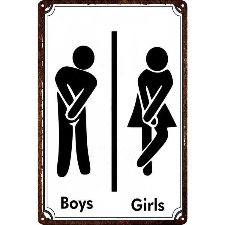 Boy Girl Toilet Sign - Vintage Tin Signs/Wooden Signs - 7.9x11.8in & 11.8x15.7in