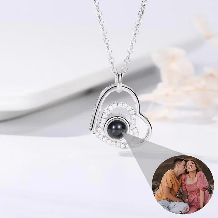 Personalized Heart Photo Necklace Custom Projection Necklace Creative Gift for Her