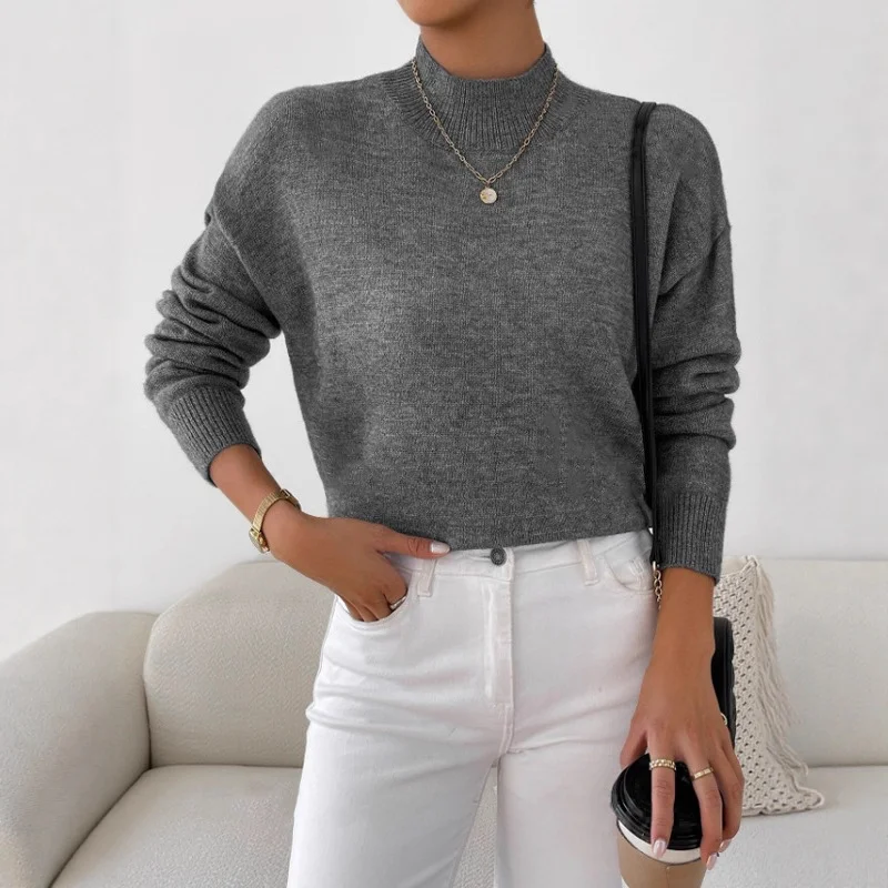 Athvotar Athvotar 2025 New Fashion Lace V-Neck Sweater Solid Color Loose Long-Sleeved Knitwear Shirt