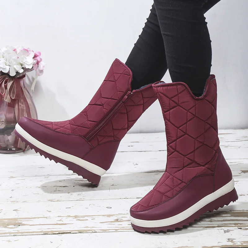 Yyvonne Winter Cotton Boots Women Wear Velvet Thick Snow Boots High Help Cotton Boots